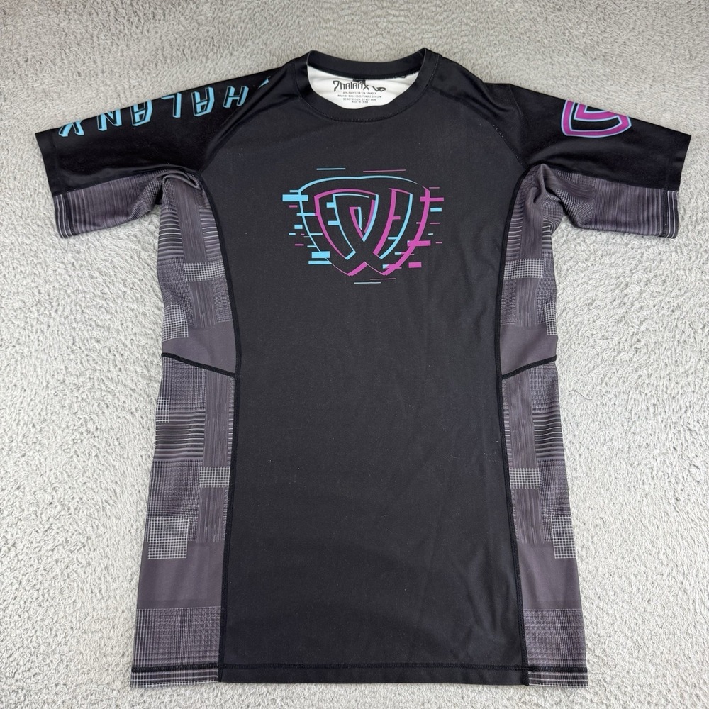 Phalanx Athletics Shirt Large Black Rash Guard Short Sleeve Jiu Jitsu MMA